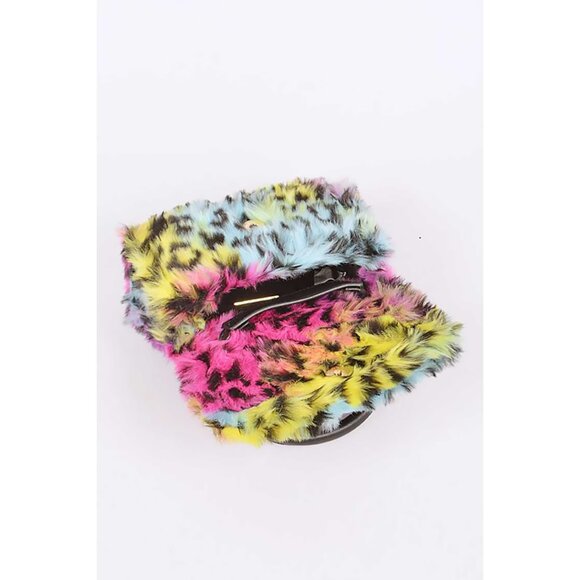 Mix Leopard Print Faux Fur Iconic Swing Bag/Clutch Purse - Picture 4 of 5